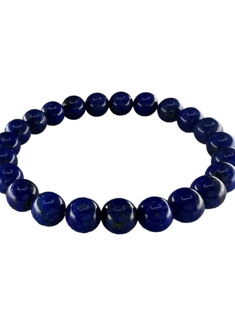 Natural Lapis Lazuli Bead Bracelet 8mm Deep Blue Gemstone Certified 19.17g